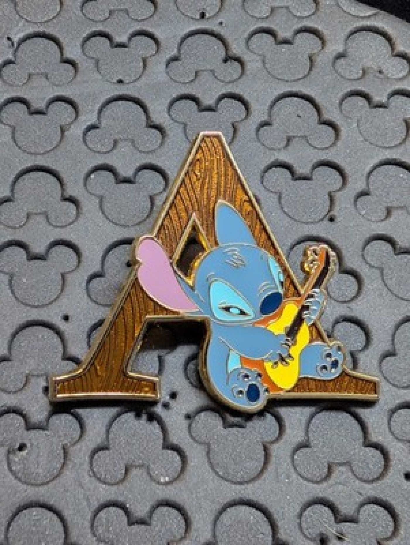Disney Pin Stitch Playing the Ukulele Letter A Pin