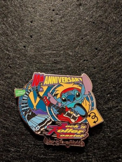 WALT DISNEY WORLD AEROSMITH ROCK 'N ROLLER COASTER 10TH ANNIVERSARY PIN